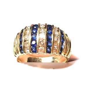 14k Channel Set Sapphire and Diamond Ring
